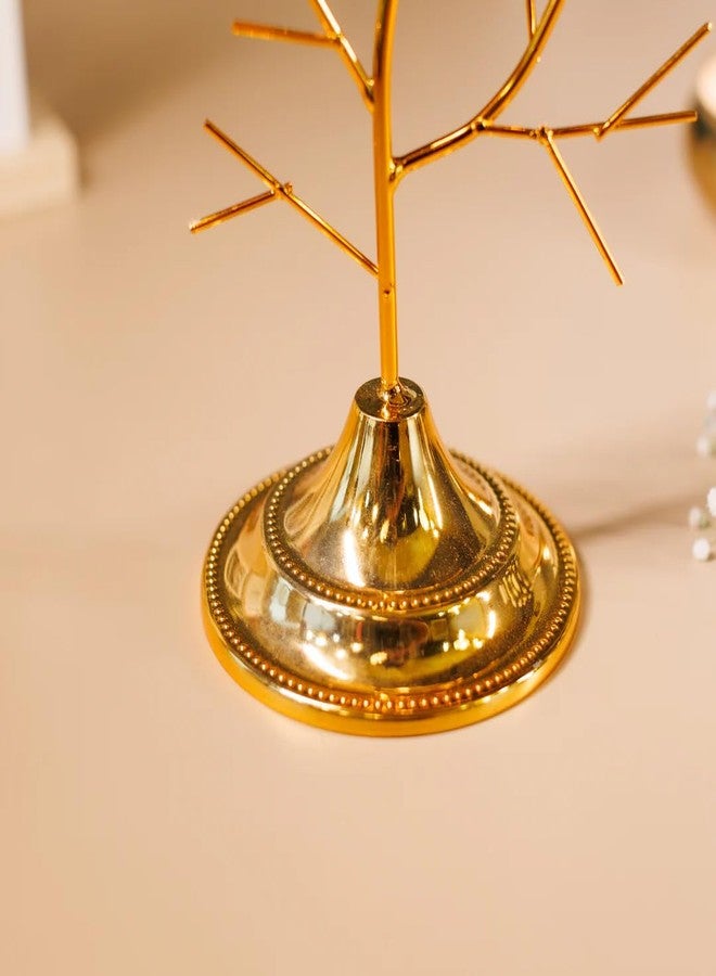 The Decor Wick حامل شموع على شكل شجرة طيور معدنية ذهبية اللون من ديكور ويك (قطعة واحدة) | حامل شموع مزخرف لتزيين المنزل، وقطعة مركزية لطاولة الاحتفالات في ديوالي | الارتفاع 22 سم | القاعدة 10 × 10 سم - Image 4
